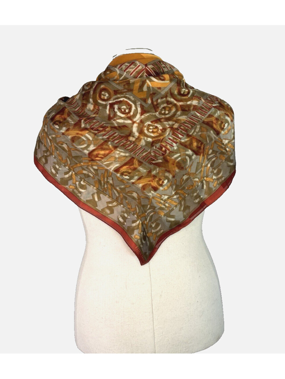 Vintage 1990's Linda Allard for Ellen Tracy Silk Scarf Hand Rolled 34" Sq EUC